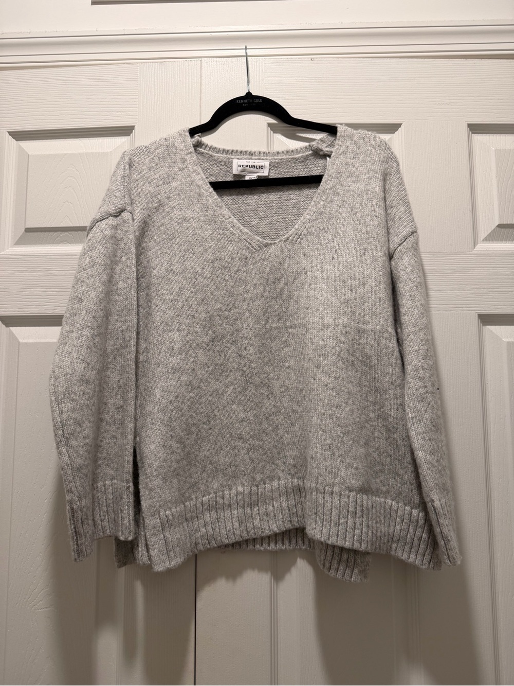 For The Republic Light Gray V-Neck Sweater